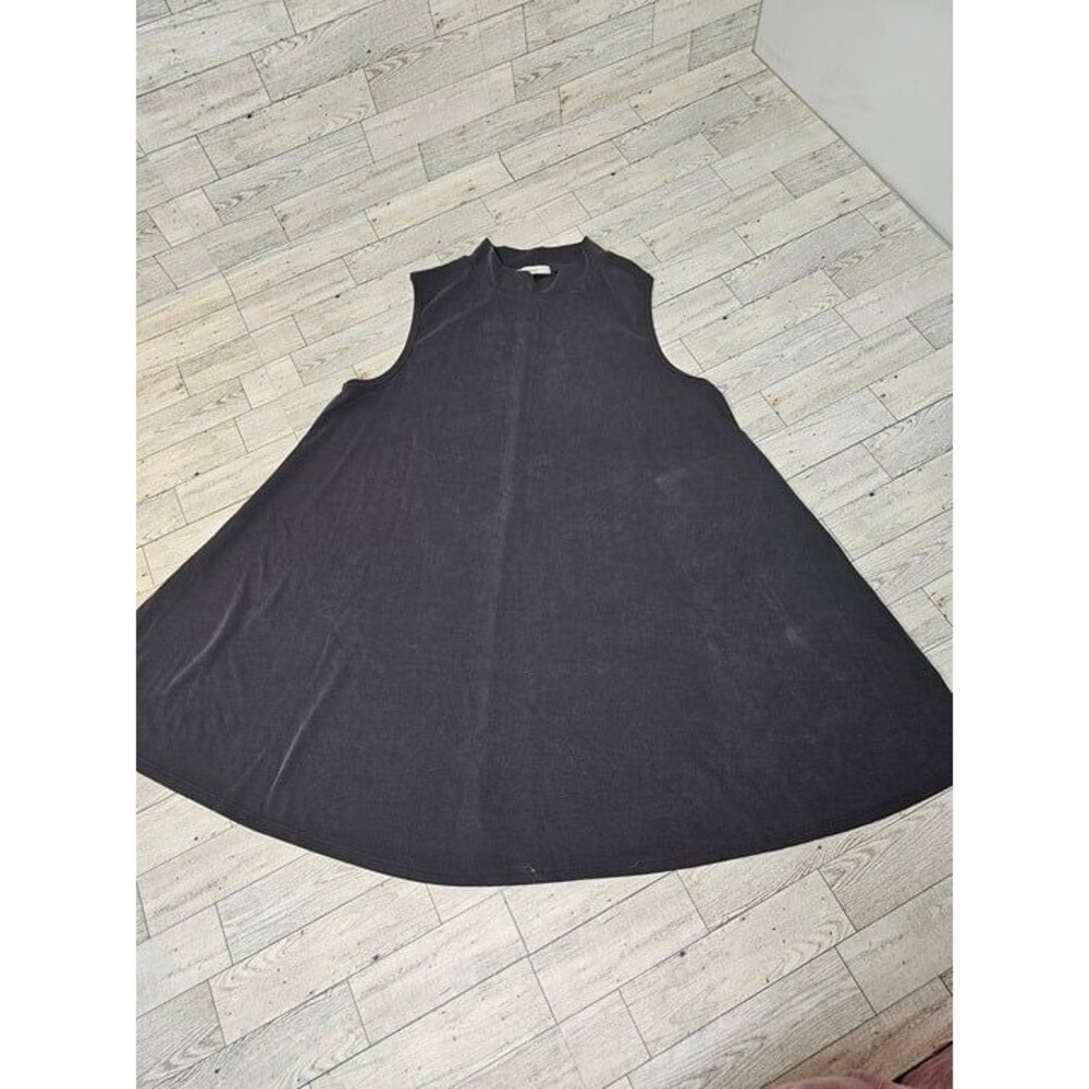 Acemi Dark Grey Mock Neck Sleeveless Swing Trapeze Tunic, Size Small
